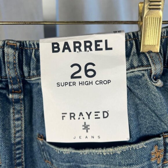 NWT Frayed Super High Crop Barrel Jeans in Province - Size 26 - Picture 6 of 11